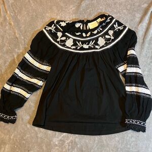 Maeve Anthropologie Blouse Women S Balloon Sleeve Floral Lace Boho Embroidered